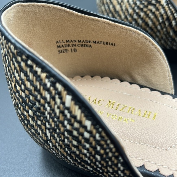 Isaac Mizrahi Size 10 NWOT Black and Tan Rattan Woven Slip-On Shoes - Picture 8 of 10